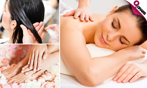 Killer Beauty Package: Massage + Mani-Pedi with Color + Hair Treatment + Regular Dry!